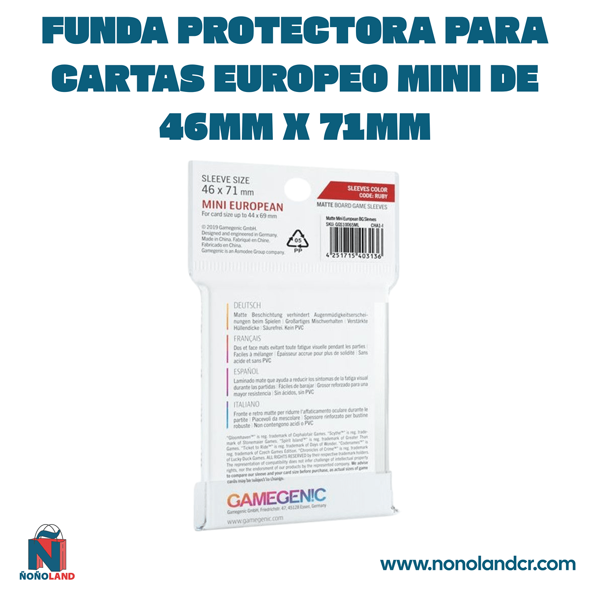 Funda protectora para cartas Europeo Mini de 46mm x 71mm - ÑoñolandCR