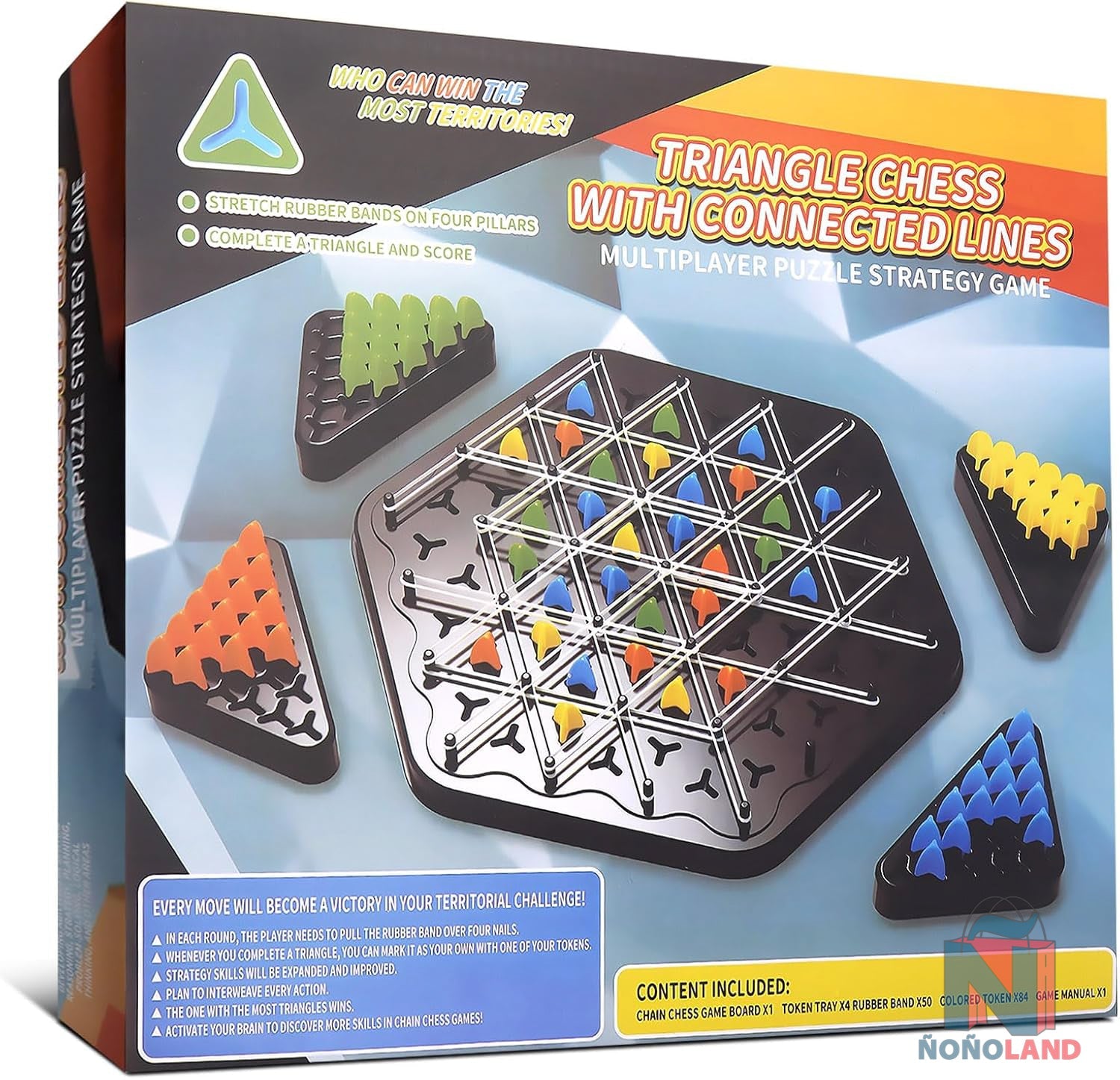 Gioco Da Tavolo Triggle Con Elastici E Triangoli – Chain Triangle Chess – Gioco Interattivo Per Famiglie E Bambini
