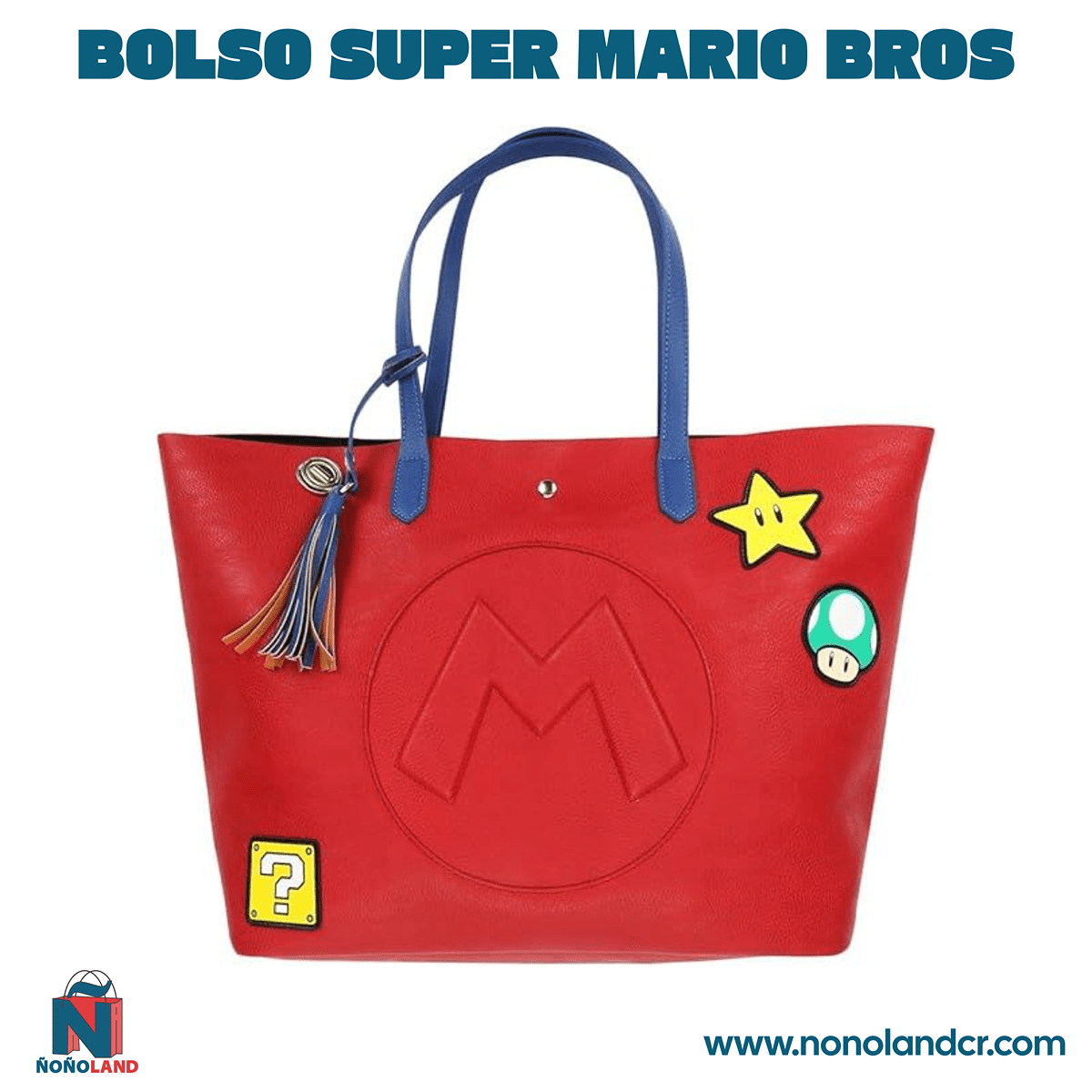 Bolso Super Mario Bros Power - Up Patches Women's Red Tote - ÑoñolandCR