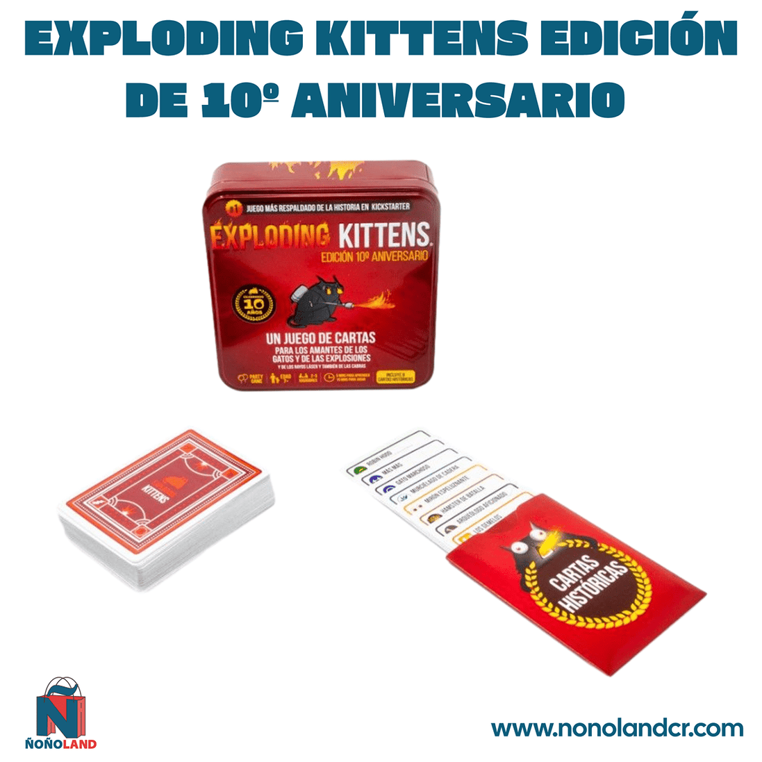 Exploding Kittens edición de 10º aniversario (Idioma: Español) - ÑoñolandCR