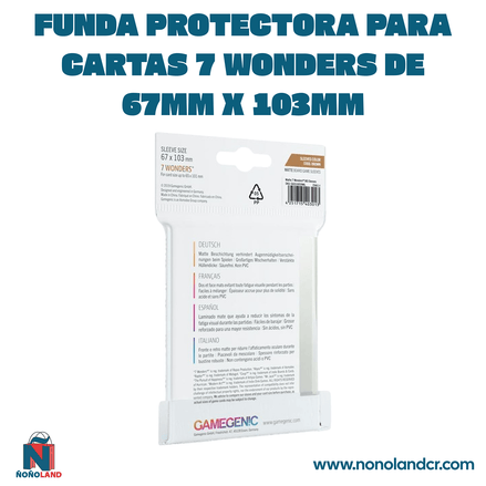 Funda protectora para cartas 7 Wonders de 67mm x 103mm - ÑoñolandCR
