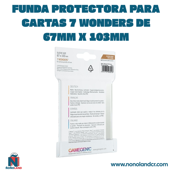 Funda protectora para cartas 7 Wonders de 67mm x 103mm - ÑoñolandCR