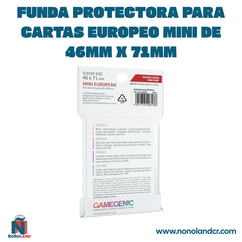 Funda protectora para cartas Europeo Mini de 46mm x 71mm - ÑoñolandCR
