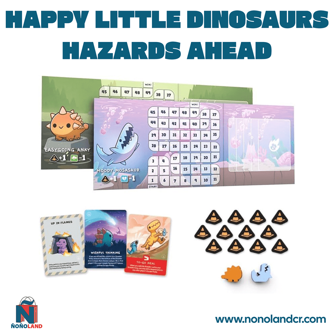 Happy Little Dinosaurs: Hazards Ahead Expansión para 5 - 6 Dinosaurios (Idioma: Inglés y Español) - ÑoñolandCR