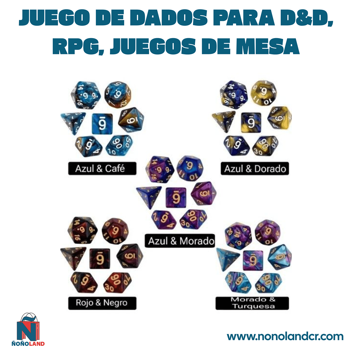 Juego de dados para D&D, RPG, juegos de mesa - ÑoñolandCR