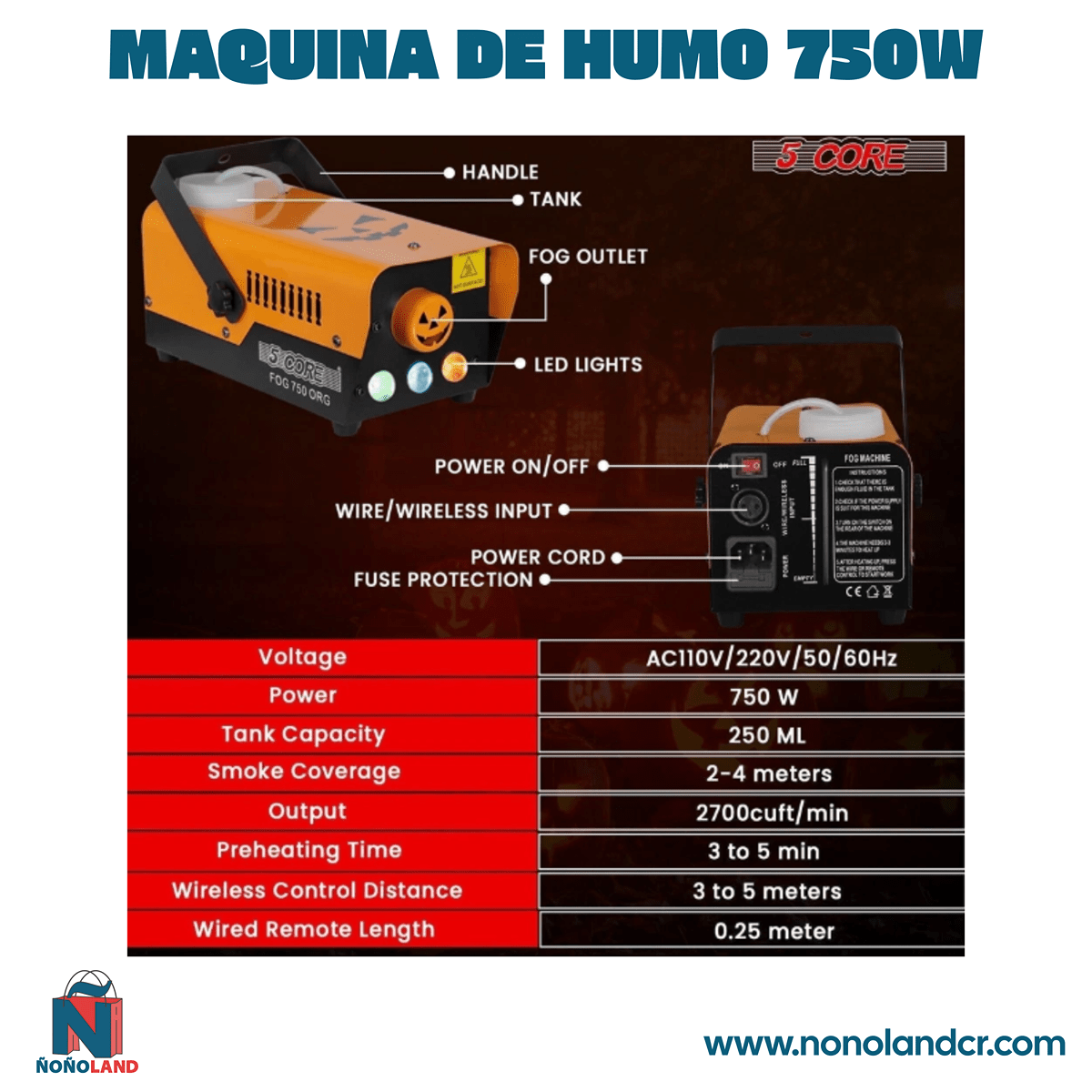 Maquina de humo 750W - ÑoñolandCR