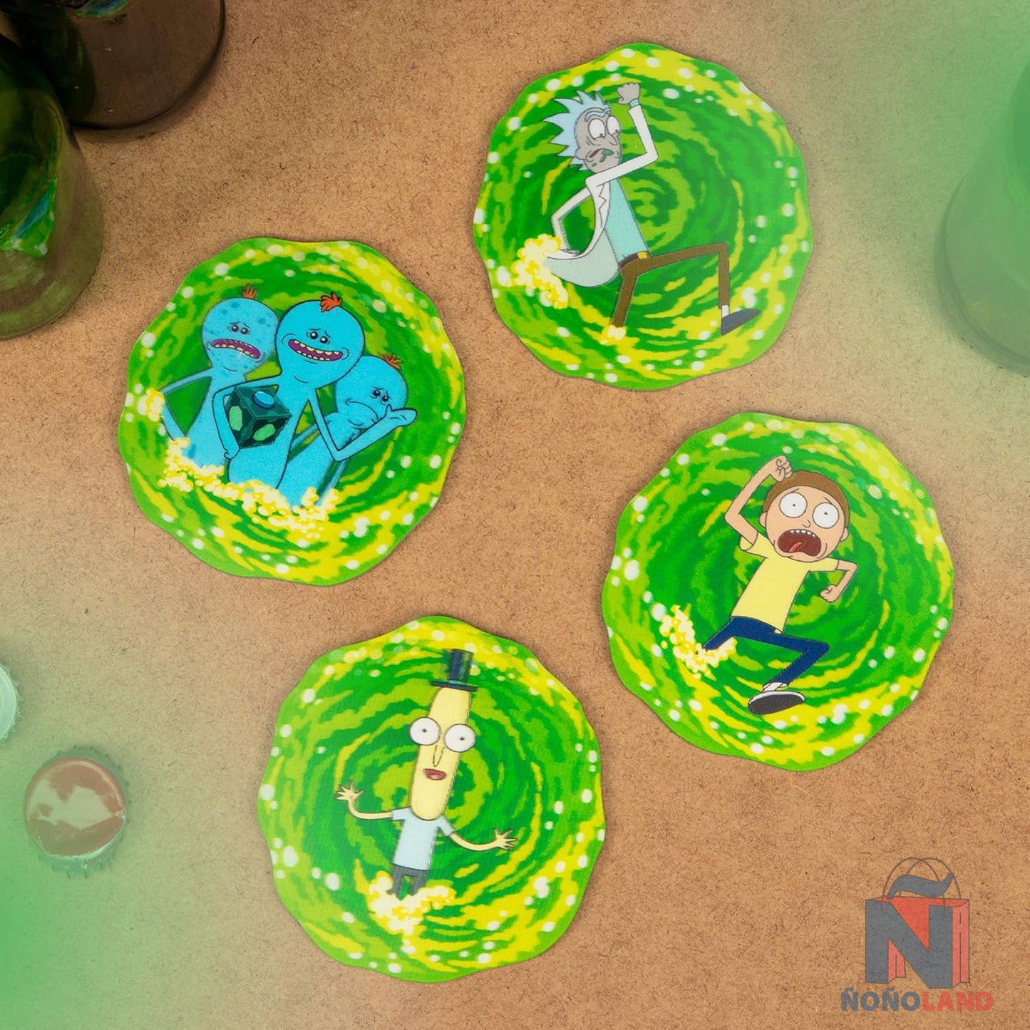 Posavasos Rick and Morty 3D Set de 4 - ÑoñolandCR