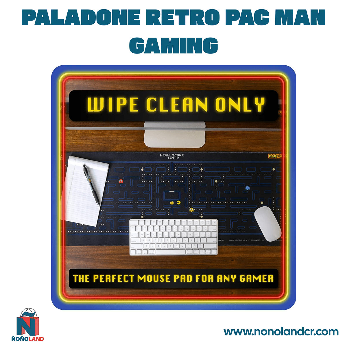 Retro Pac Man Gaming Mouse Pad - Largo - ÑoñolandCR