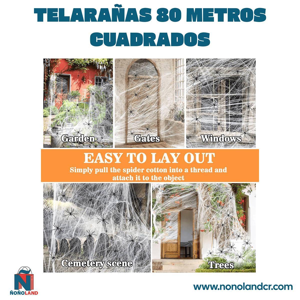 Telarañas 80 metros cuadrados - Decoraciones para Halloween - ÑoñolandCR