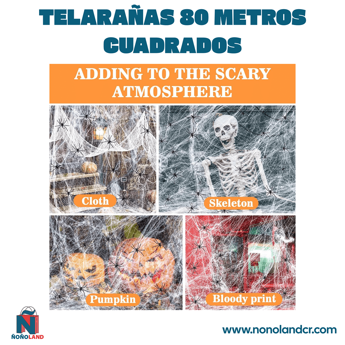 Telarañas 80 metros cuadrados - Decoraciones para Halloween - ÑoñolandCR