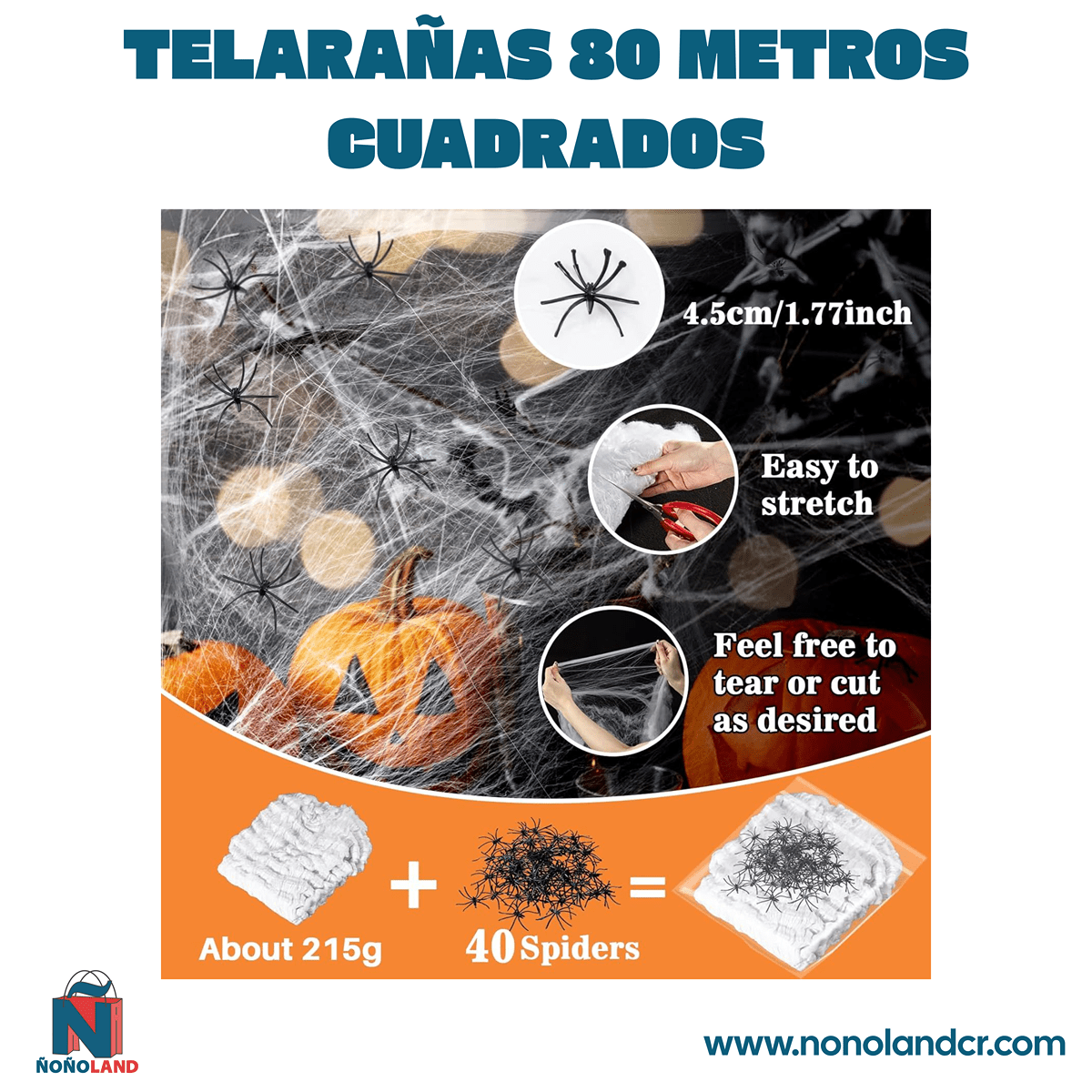 Telarañas 80 metros cuadrados - Decoraciones para Halloween - ÑoñolandCR