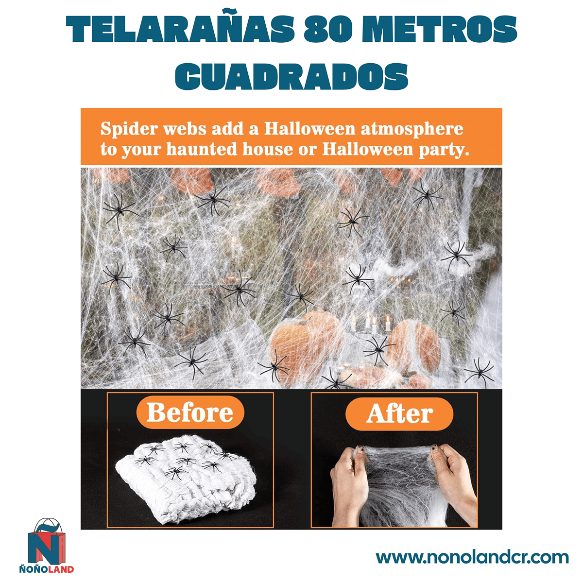 Telarañas 80 metros cuadrados - Decoraciones para Halloween - ÑoñolandCR