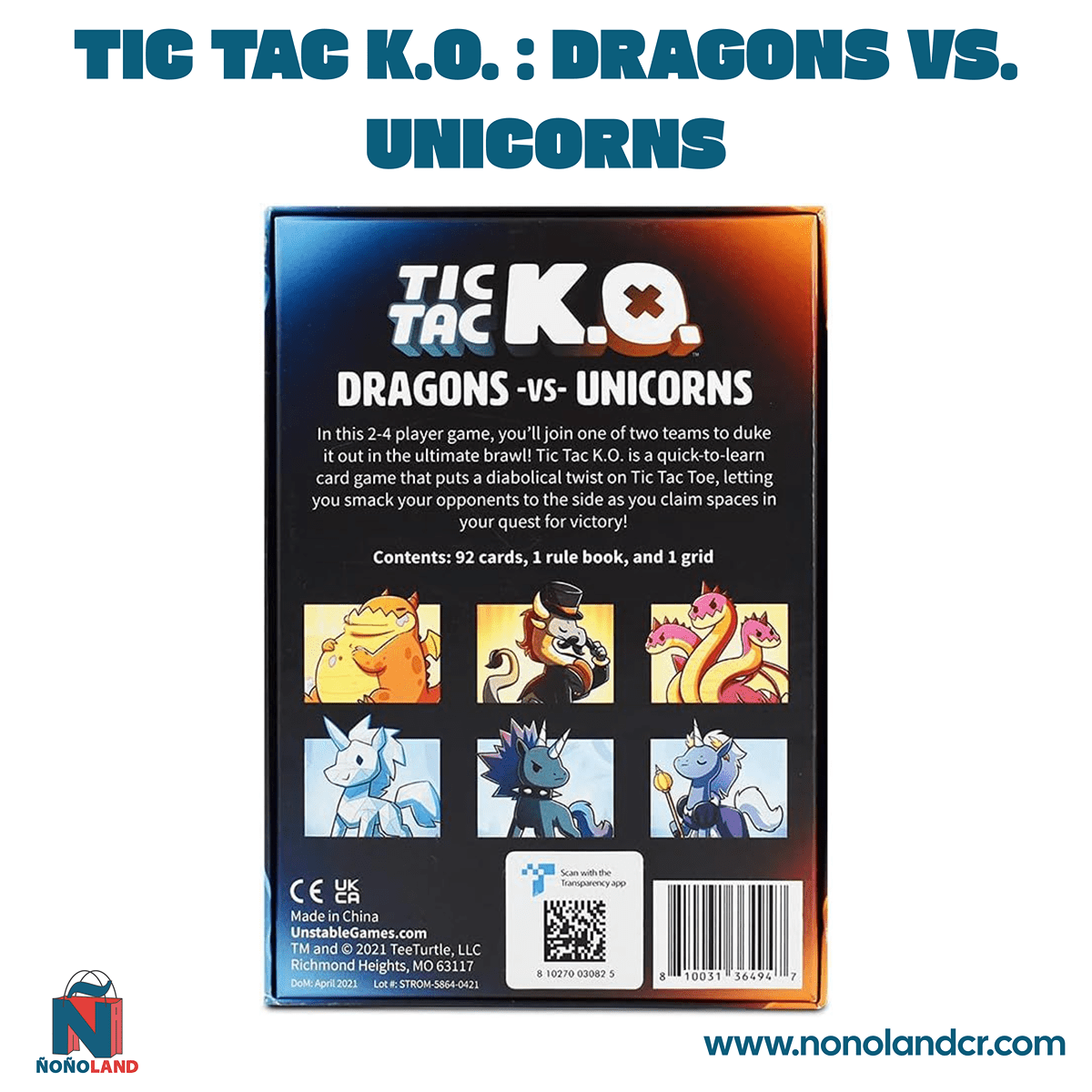 Tic Tac K.O. : Dragons vs. Unicorns (Idioma: Inglés y Español) - ÑoñolandCR