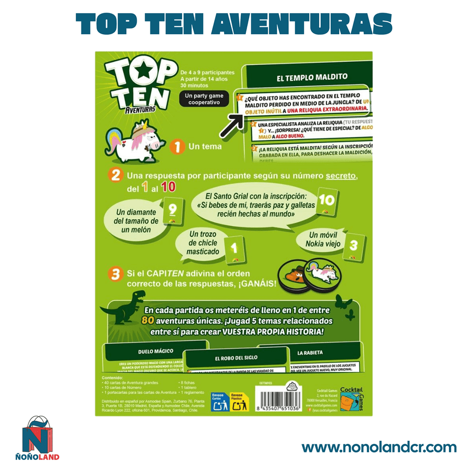 Top Ten Aventuras (Idioma: Español) - ÑoñolandCR